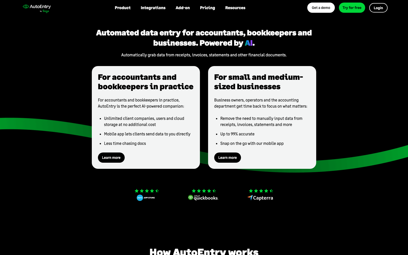 AutoEntry homepage: automated data entry for accountants, bookkeepers and businesses