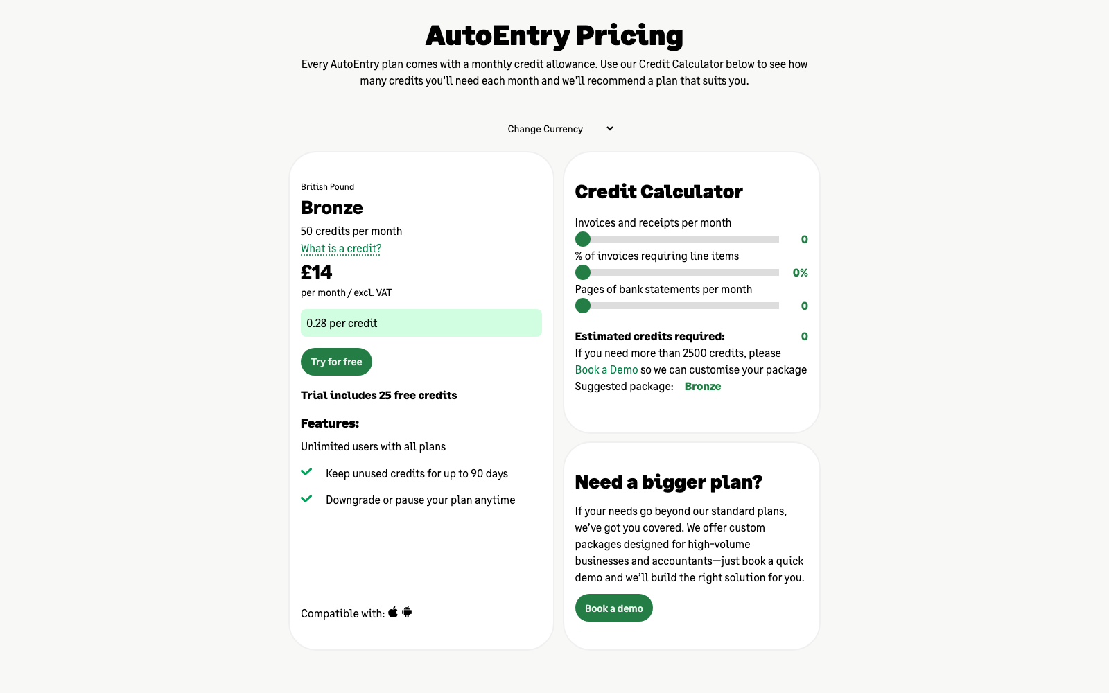 AutoEntry's pricing page: the credit maths that sends people looking for AutoEntry alternatives (July 2026)