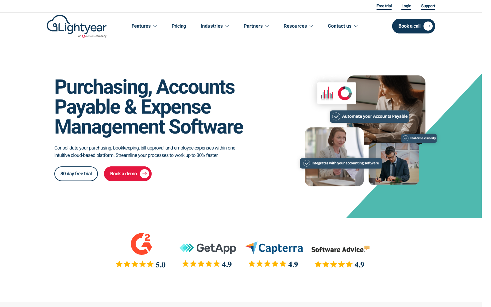 Lightyear homepage: purchasing, accounts payable and expense management software